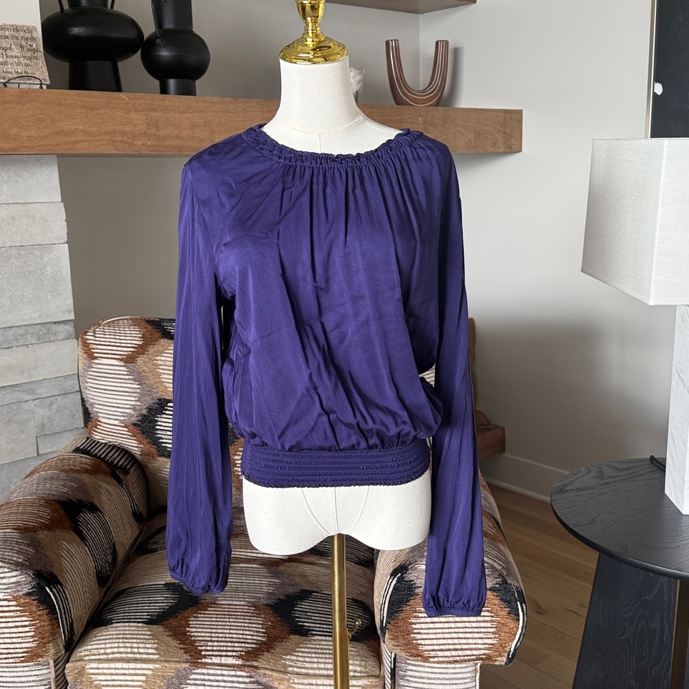Cloth & Stone Luxe Satin Smocked Starrynights Top